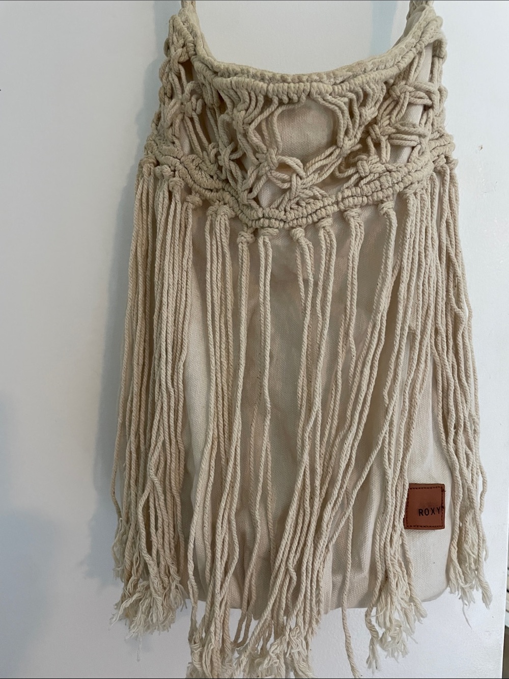 Roxy - Bohemian Macramé Fringe Handbag in Cream - Picture 2 of 9